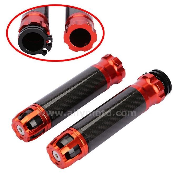98 Universal 7-8 Inch Motorcycle Cnc Carbon Fiber Hand Grips Handle Bar@3